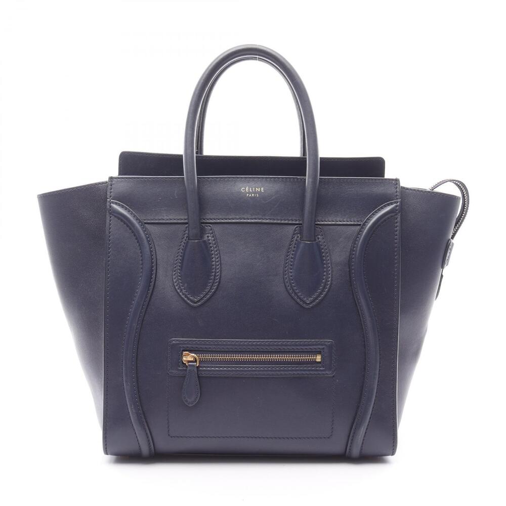 Celine Luggage Shopper Handbag Leather Navy Blue